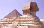 Sphynx and pyramid in Egypt.